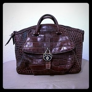 Dooney & Bourke Croc Embossed Zipper Satchel